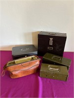 Various Metal Storage Boxes + Mini Duffle Bag