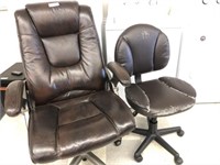 Brown Leather Office Chair with Arms