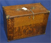 Beautiful Antique Oak Machinist Toolbox With Key