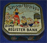 1938 Walt Disney Snow White Dime Register Bank