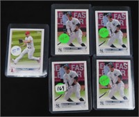 (4) Aaron Judge and (1) Mike Trout Baseball Cards