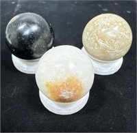 (3) 3/4” Stone Sphere Marbles