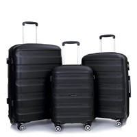 N4666  Tripcomp Hardside Luggage Set, 3 Piece, Bla
