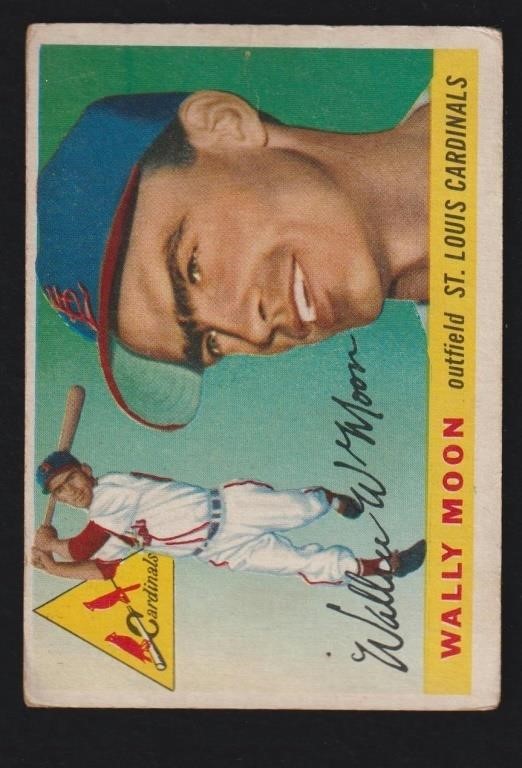 1955 Topps #67b Wally Moon No Red Dot in Signature