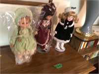 3 porcelain collectable dolls