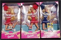 3 Big Ten University Barbies in Boxes