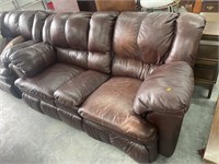 Reclining leather love seat