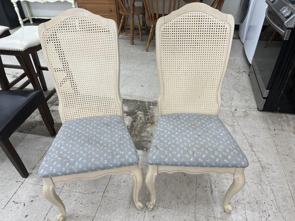 2 Padded Wicker Chairs