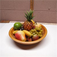 Wooden Dough Bowl with Fruit