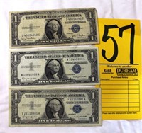 3 one dollar silver certificates