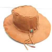 Vintage leather hand stitched hat large stitches