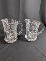 (2) Embossed Clear Glass Pitchers