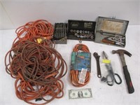Lot of Extension Cords & Vintage Tools - As
