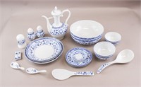 Chinese Gaobei Blue & White Porcelain Set 23 pc