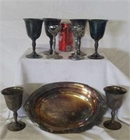 Silver Plated Chalices and Bowl.