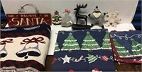 ASSORTED LOT OF CHRISTMAS ITEMS TABLECLOTH
