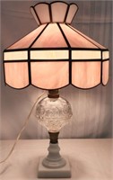 Tiffany Style Pink Stained Glass Table Lamp