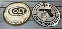 Glock & Colt 12" Metal Signs