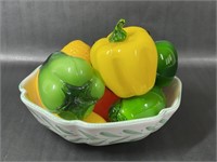 Decorative Glass fruit with Ceramic Dish