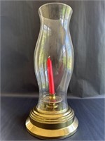 Brass and Glass Candle Holder with Candle