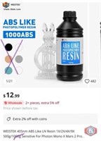 New (24 bottles) WEISTEK 405nm ABS Like UV Resin