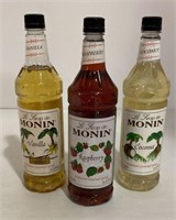 Le Sirop de Monin flavored syrups, 33.8oz bottles,