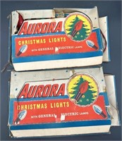 2 Boxes Of Vintage Aurora Christmas Lights (Work)