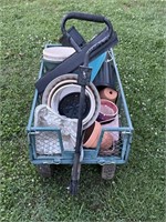 Cart with Miscellaneous Gardening Supplies
