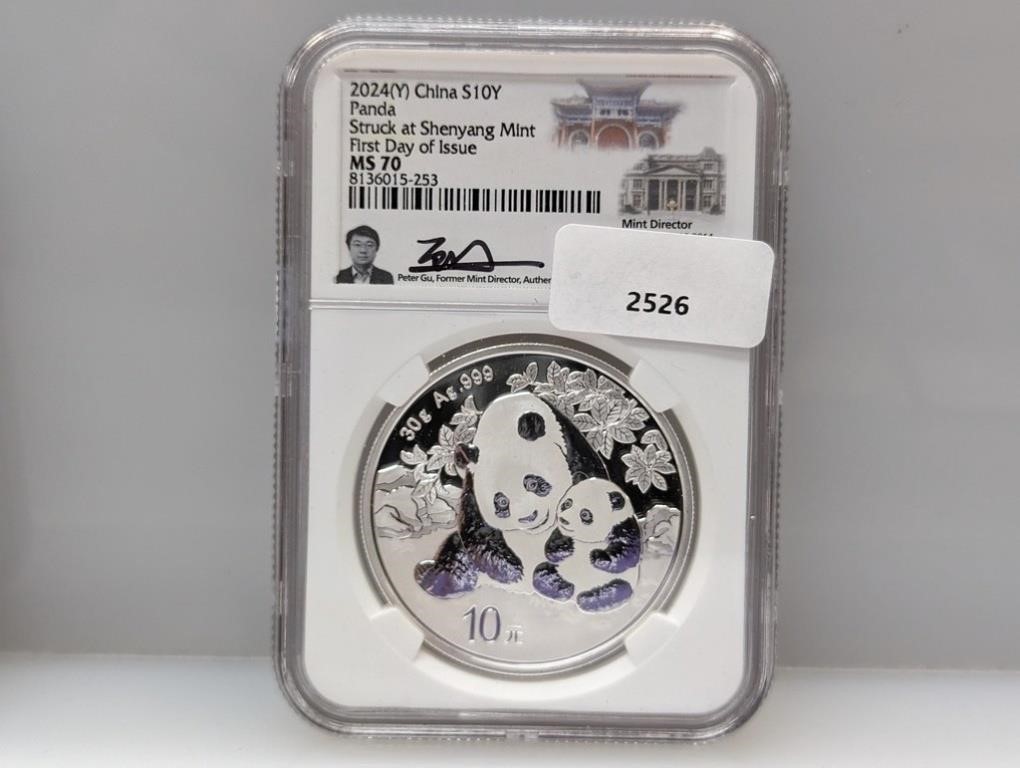 NGC 2024 MS70 30G .999 Silv 10 Yuan