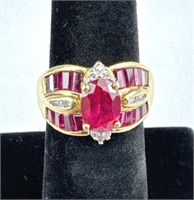 10K Pink Sapphire and Diamond Ring