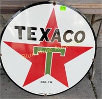 Rd contemporary porcelain Texaco sign 30"diameter