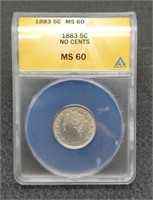 1883 No Cents slab Liberty Head V Nickel