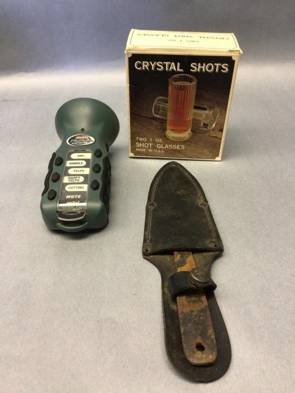 Crystal double shot glasses, letter opener, and