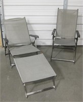 2 Folding Patio Chairs - 1 Chaise