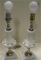 2 Ceramic Table Lamps w/ Marble Bases - 18"