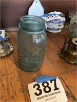 #1 green glass ball canning jar