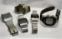 Lot of  5 Vintage Men's Digital Wrist Watches