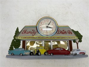 "FAMILY DRIVE IN" PLASTIC WALL CLOCK