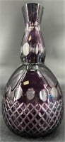 Vintage Bohemian Purple Cut To Clear Crystal Vase