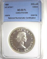 1964 Dollar NNC MS67 PL Charlottetown