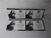 (2) 2007 & (2) 2008 Silver Quarters Proof Sets