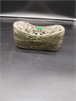 Asian carved green stone box