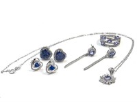 Sterling Tanzanite Earrings Necklace Ring