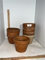 9 clay pots planters