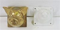 2 Wall Mount Figural Hog Towel Holders