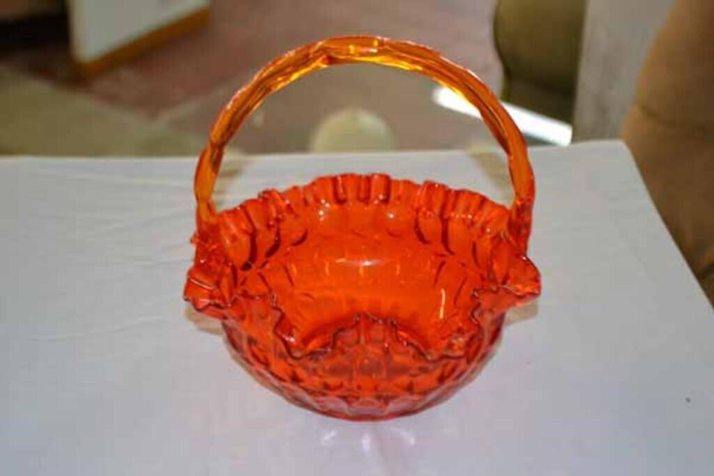 Vintage Fenton Basket - Orange