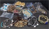 Group of costume jewelry bracelets and necklaces