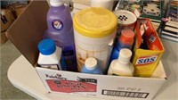 BOX OF CLEANING SUPPLIES  —FULL CONTAINERS