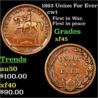 1863 Union For Ever cwt Grades xf+