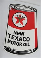 Metal Texaco Motor Oil sign. Measures: